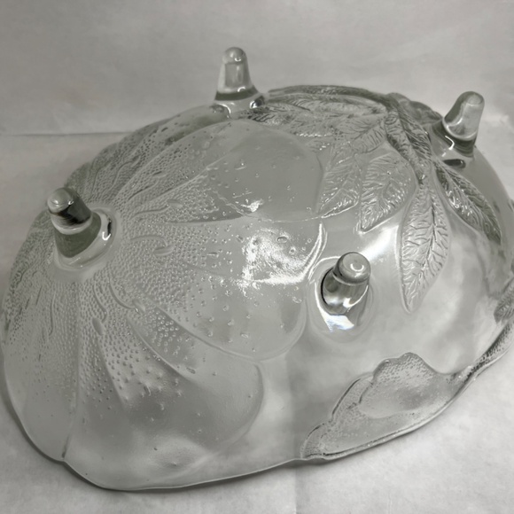 Vintage Pressed Glass Poppy Flower Lg Footed Fruit Oblong Bowl Centerpiece Dish - Picture 3 of 6